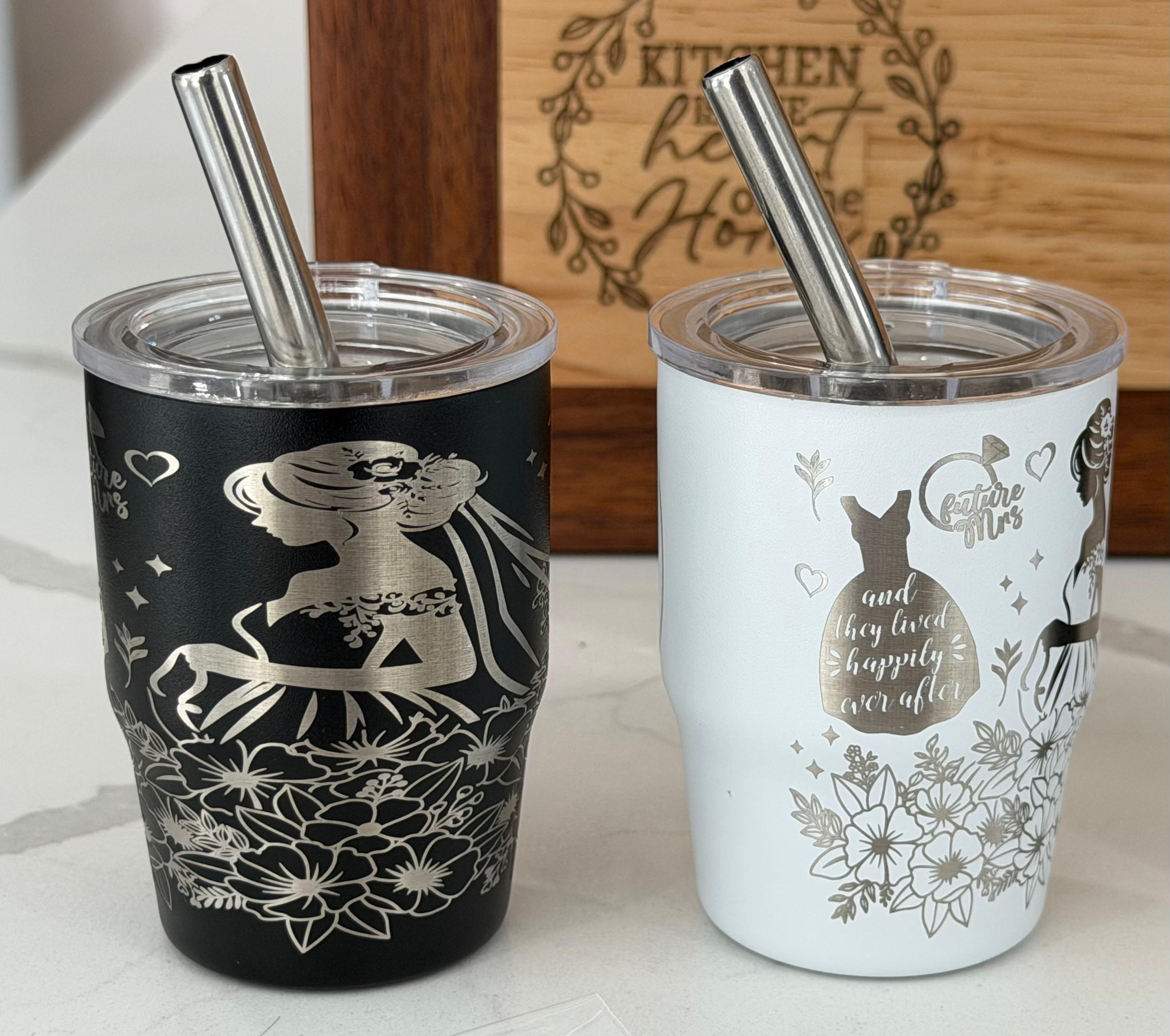 Custom engraved tumblers for bride and groom